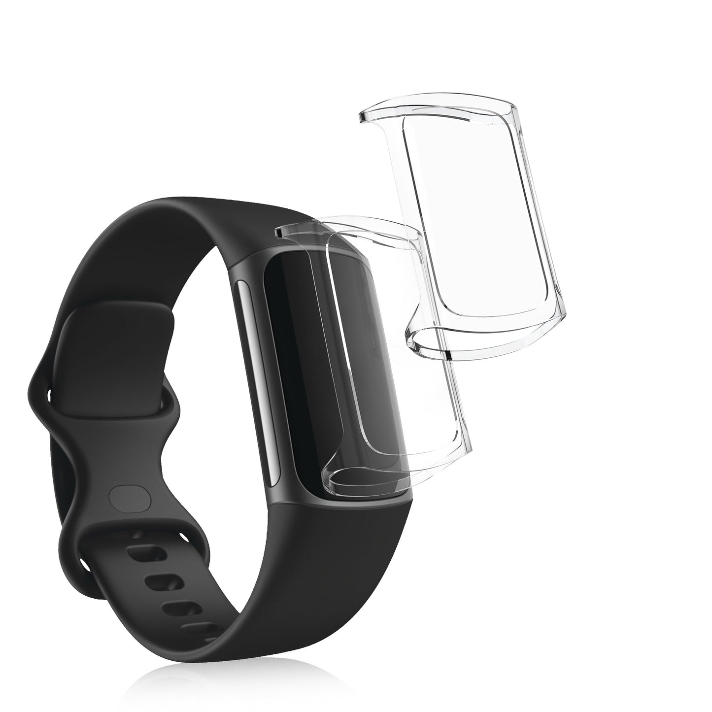 kwmobile 2x Silikon Hülle für Fitbit Charge 6 / Charge 5 Schutzhülle - Fullbody Display Cover Set aus Silikon - Transparent Transparent  [dsg02]