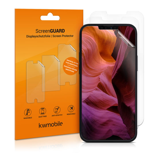 kwmobile 3x Displayschutzfolie kompatibel mit Apple iPhone 17e / iPhone 16e / iPhone 14 / iPhone 13 Folie - klare Schutzfolien Set in transparent Transparent  