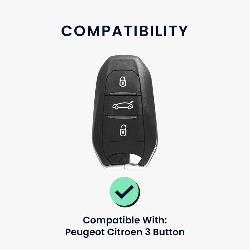 Peugeot Citroen 3-Tasten Smartkey (nur Keyless Go) Autoschlüssel Hardcover Schlüsselhülle