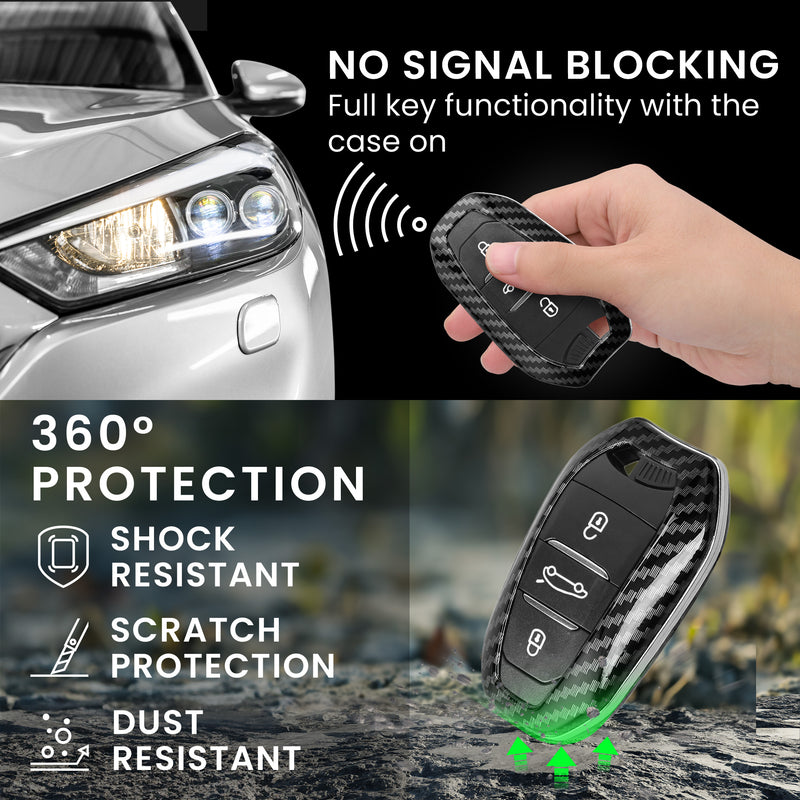 Peugeot Citroen 3-Tasten Smartkey (nur Keyless Go) Autoschlüssel Hardcover Schlüsselhülle