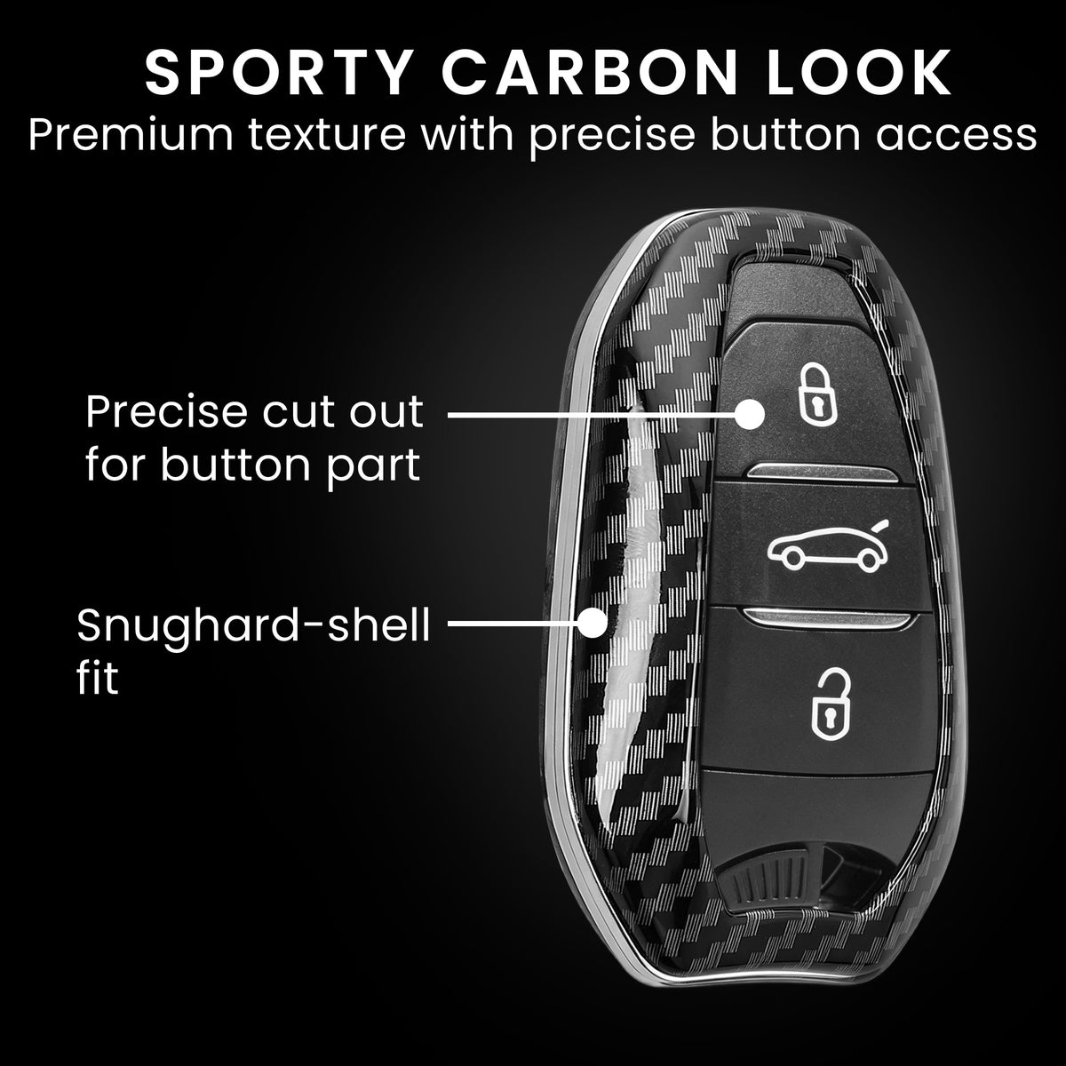 Peugeot Citroen 3-Tasten Smartkey (nur Keyless Go) Autoschlüssel Hardcover Schlüsselhülle