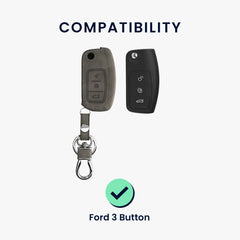 Ford 3-Tasten Klapp Autoschlüssel Kunstleder Silikon Schlüsselhülle