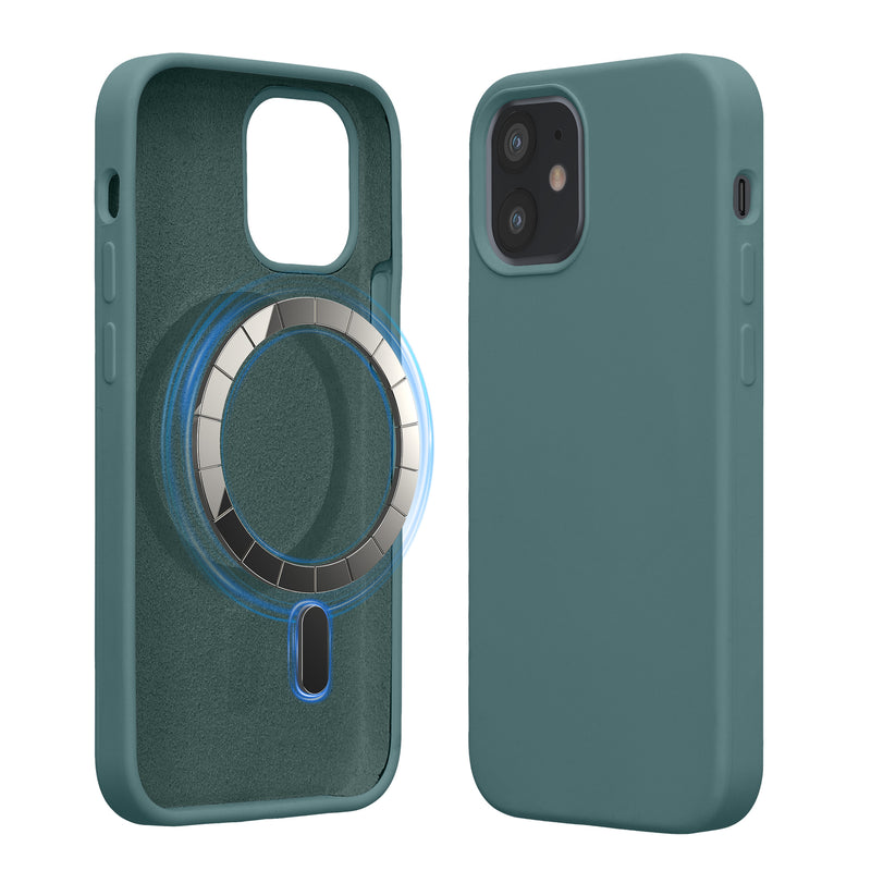 kwmobile Hülle kompatibel mit Apple iPhone 12 mini Hülle - magnetisches Silikon Case kompatibel mit MagSafe - Cover gummiert Arctic Night Arctic Night  