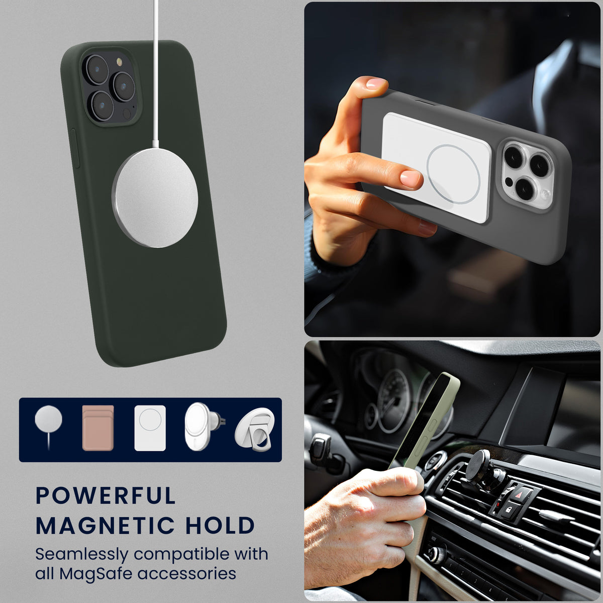 kwmobile Hülle kompatibel mit Apple iPhone 12 / iPhone 12 Pro Hülle - magnetisches Silikon Case kompatibel mit MagSafe - Cover gummiert