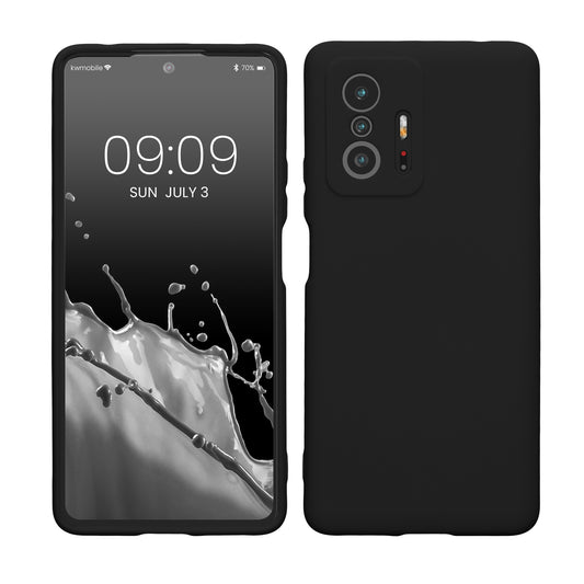 kwmobile Hülle kompatibel mit Xiaomi 11T / 11T Pro Hülle - gummierte TPU Silikon Handyhülle - Schutzhülle für kabelloses Laden - Case in Schwarz Schwarz  