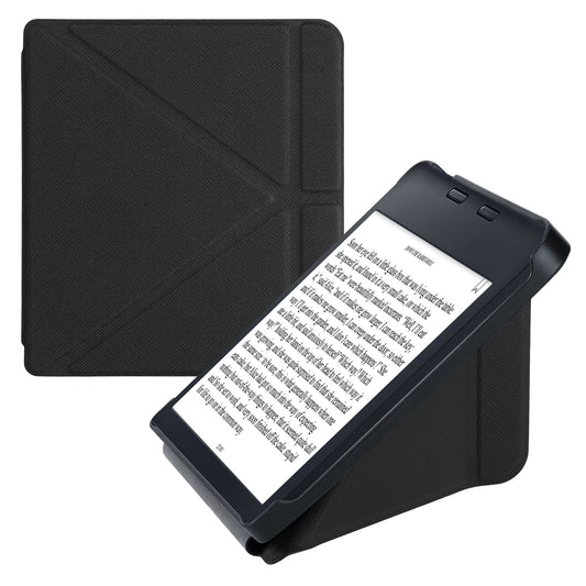 kwmobile Schutzhülle für Kobo Libra 2 Hülle - Kunstleder Case - eReader Klapphülle mit Auto Sleep Funktion - Cover mit Ständer - Schwarz Schwarz  