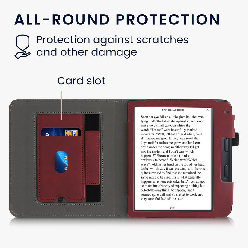 Kobo Libra 2 mit Handschlaufe Flip Case Kunstleder Dunkelrot
