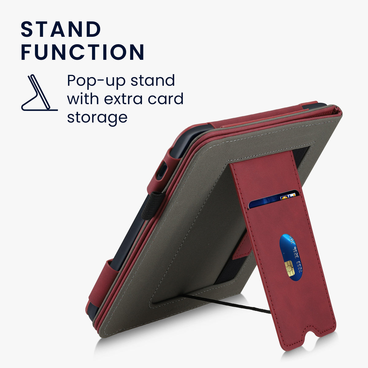 Kobo Libra 2 mit Handschlaufe Flip Case Kunstleder Dunkelrot