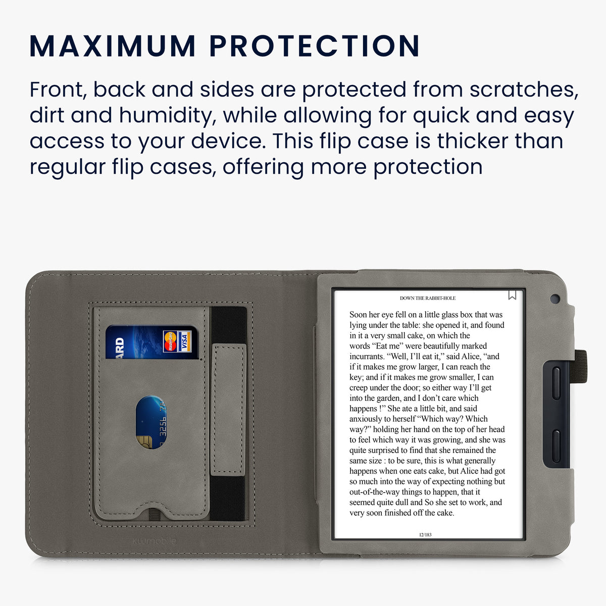 Kobo Libra 2 mit Handschlaufe Flip Case Kunstleder Grau