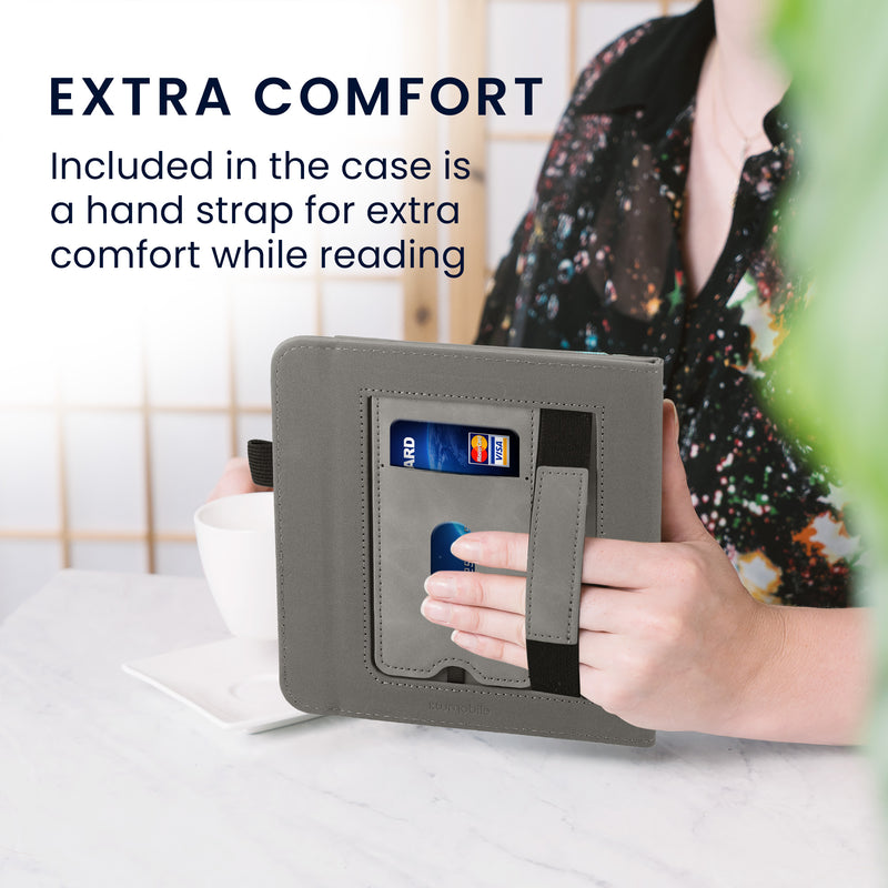 Kobo Libra 2 mit Handschlaufe Flip Case Kunstleder Grau