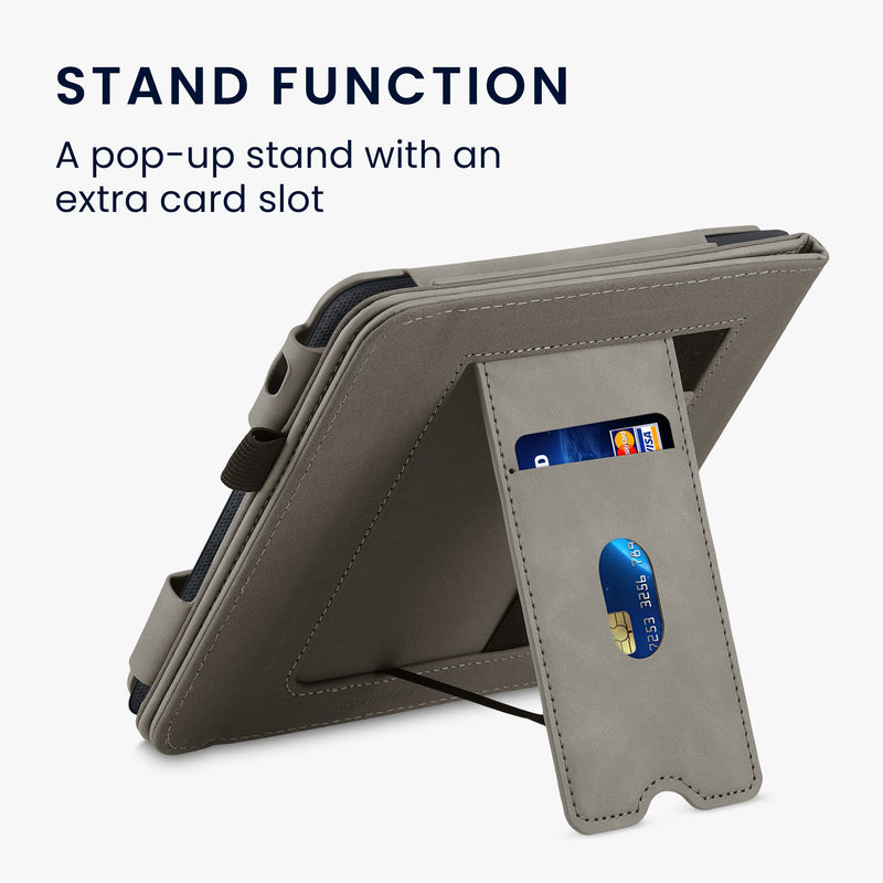 Kobo Libra 2 mit Handschlaufe Flip Case Kunstleder Grau