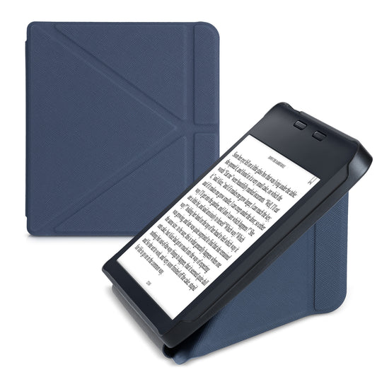 kwmobile Schutzhülle für Tolino Vision 6 Hülle - Kunstleder Case - eReader Klapphülle mit Auto Sleep Funktion - Cover mit Ständer - Dunkelblau Dunkelblau  