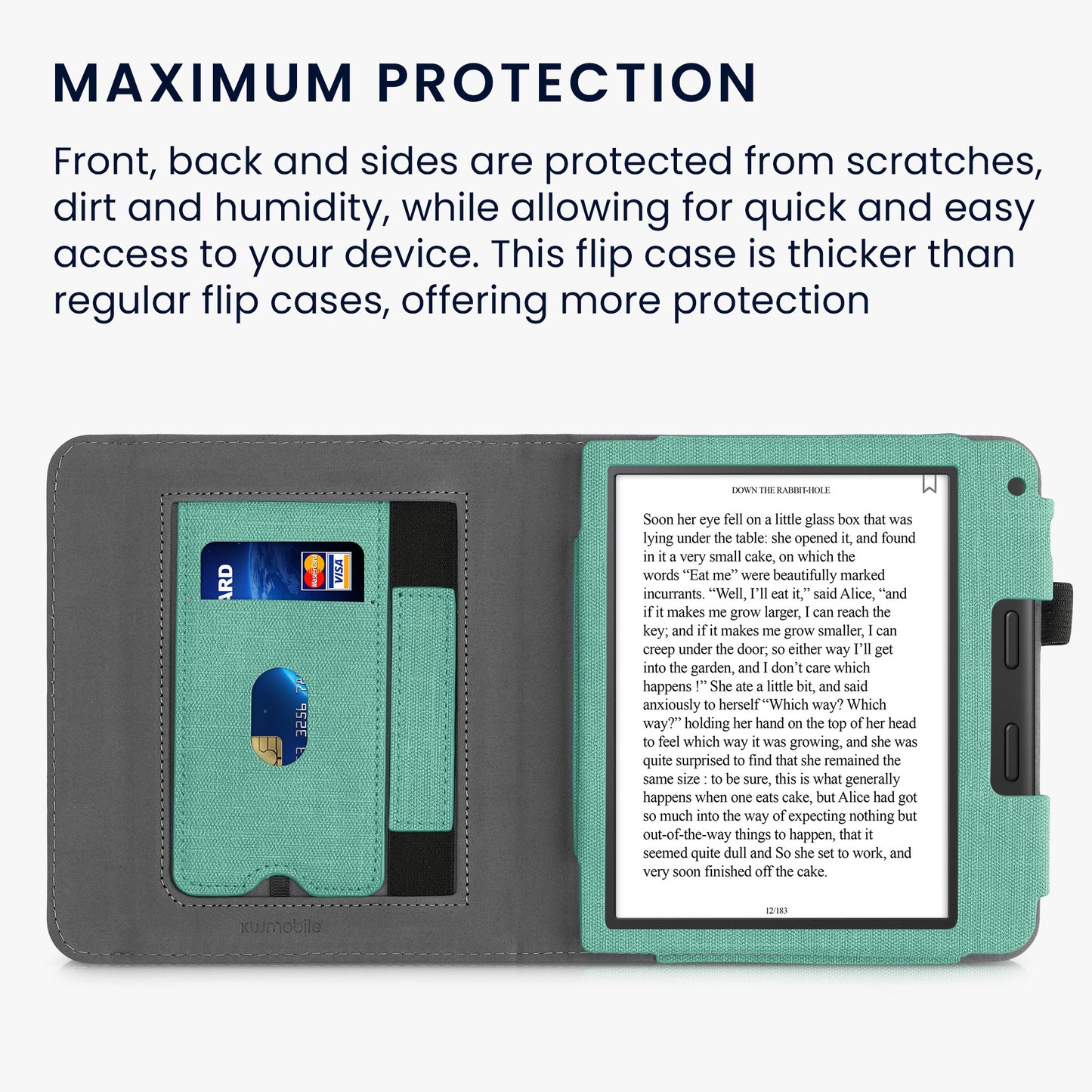 kwmobile Hülle kompatibel mit Tolino Vision 6 Hülle - Flip Case mit Handschlaufe - Kunstleder Cover