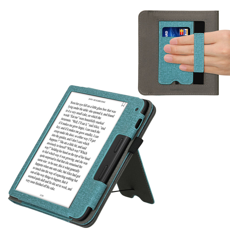 kwmobile Hülle kompatibel mit Tolino Vision 6 Hülle - Flip Case mit Handschlaufe - Kunstleder Cover - Petrol Dunkelgrau Petrol  [dsg04]