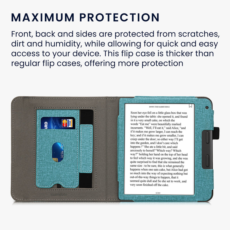 kwmobile Hülle kompatibel mit Tolino Vision 6 Hülle - Flip Case mit Handschlaufe - Kunstleder Cover