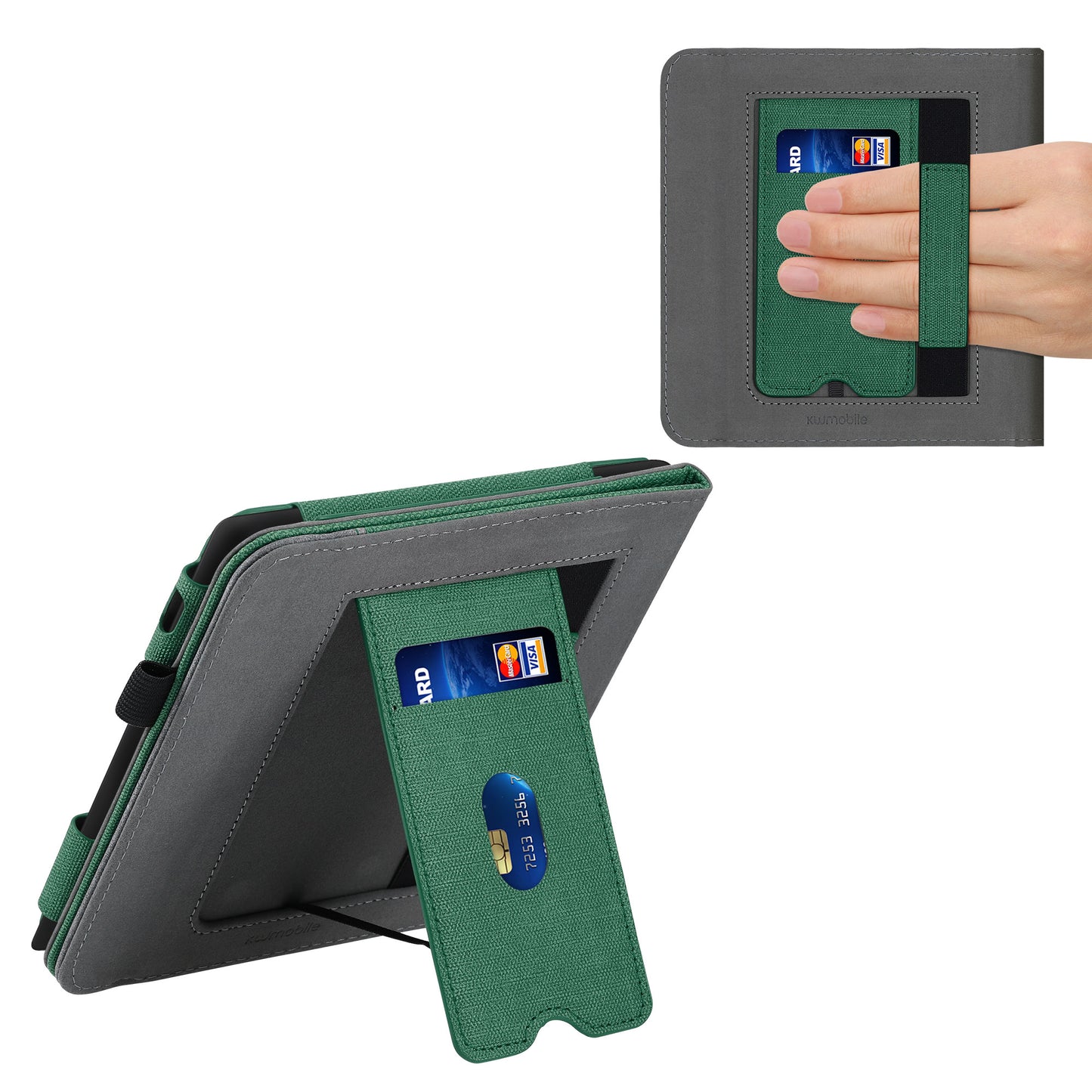 kwmobile Hülle kompatibel mit Tolino Vision 6 Hülle - Flip Case mit Handschlaufe - Kunstleder Cover