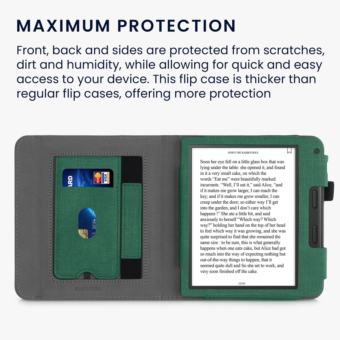 kwmobile Hülle kompatibel mit Tolino Vision 6 Hülle - Flip Case mit Handschlaufe - Kunstleder Cover