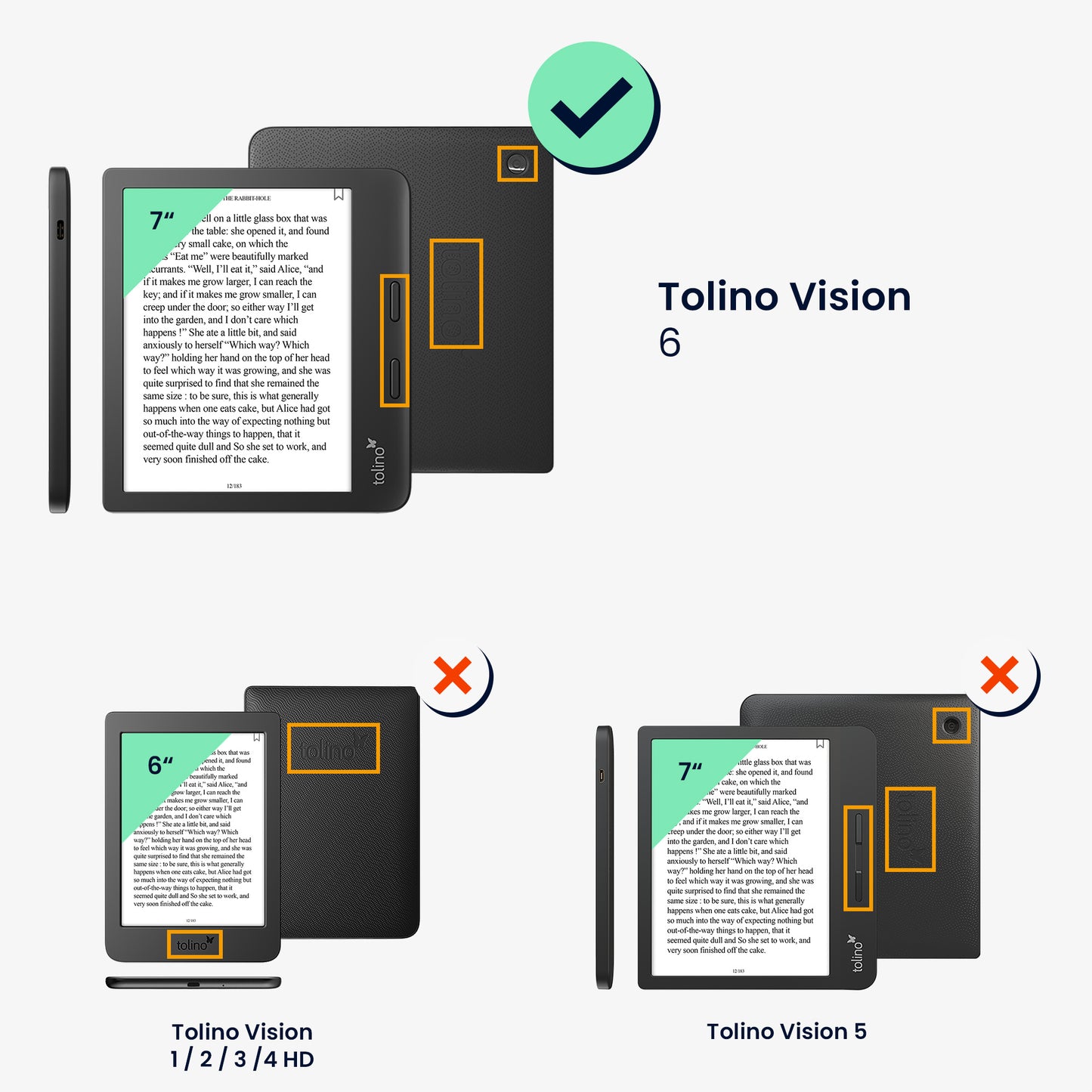 Filzstoff Hülle kompatibel mit Tolino Vision 6