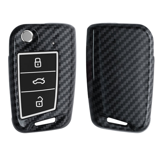 kwmobile Autoschlüssel Hülle kompatibel mit VW Golf 7 MK7 3-Tasten Autoschlüssel - Hardcover Schutzhülle Schlüsselhülle Cover in Schwarz Schwarz  [dsg03]