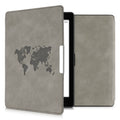 kwmobile Schutzhülle für Kobo Aura ONE Hülle - eReader Case aus Kunstleder mit Auto Sleep Funktion - Travel Umriss mit Grau Grau  [dsg02]