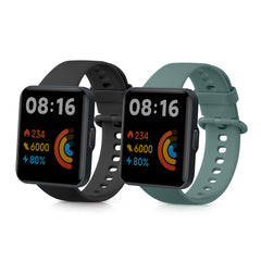 kwmobile 2x Uhrenarmband für Xiaomi Redmi Watch 2 Lite Armband - Fitnesstracker Band Set aus TPU Silikon - Ersatzarmband Smartwatch - Schwarz Dunkelgrün Schwarz  [dsg05]