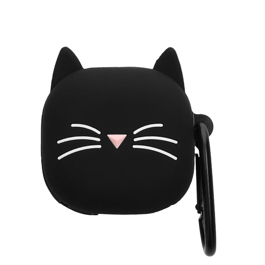 kwmobile Design Schutzhülle für Samsung Galaxy Buds 2 Pro / Buds 2 / Buds Live Hülle - TPU Silikon Case für Kopfhörer Ladecase - stoßfestes Cover mit Karabiner - Schwarz Weiß Schwarz  [dsg01]