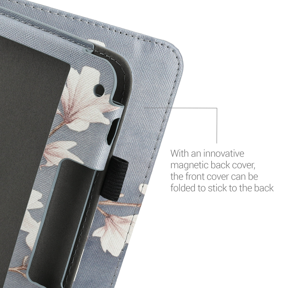 Tolino Vision 6 mit Handschlaufe Flip Case Magnolien Grau