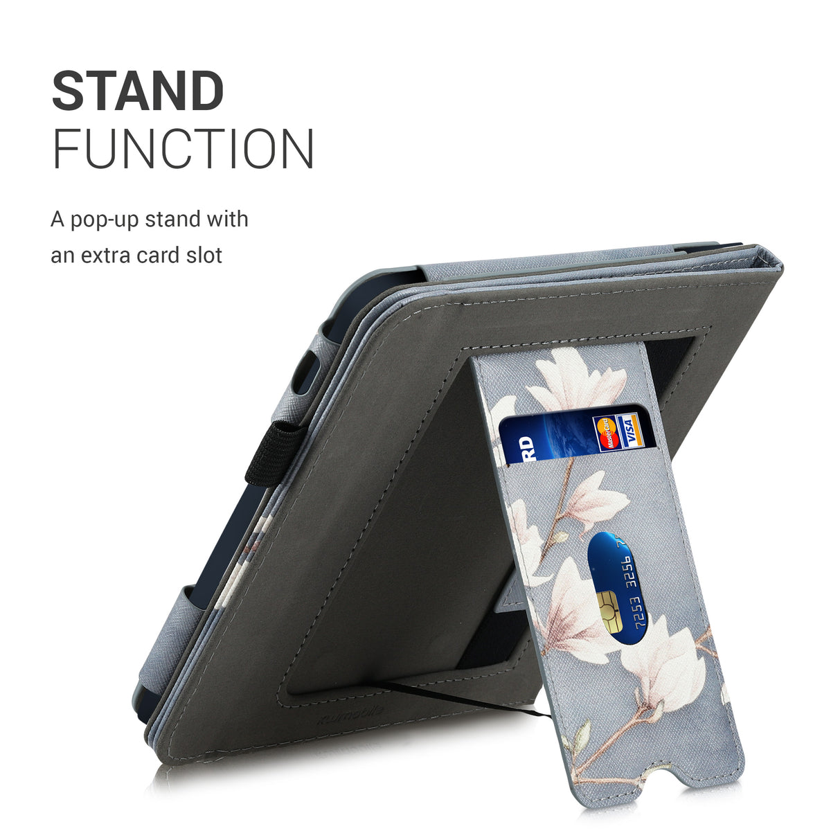 Tolino Vision 6 mit Handschlaufe Flip Case Magnolien Grau