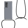 kwmobile Necklace Case kompatibel mit Oppo Find X3 Neo Hülle - Silikon Cover mit Handykette - Band Handyhülle Schwarz