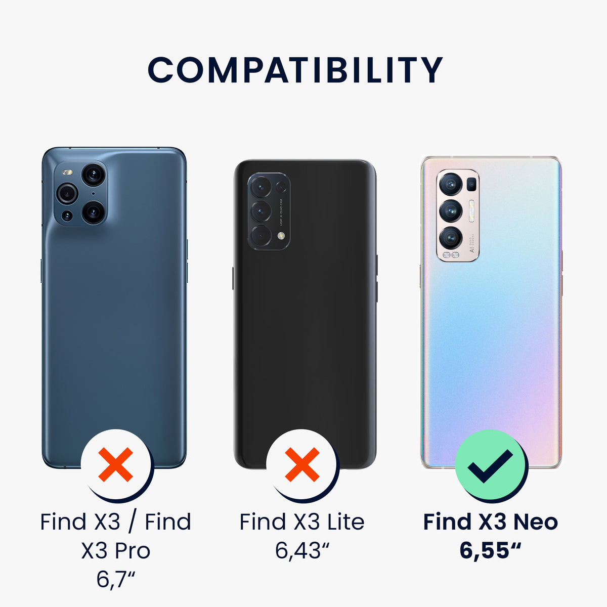 kwmobile Necklace Case kompatibel mit Oppo Find X3 Neo Hülle - Silikon Cover mit Handykette - Band Handyhülle Schwarz