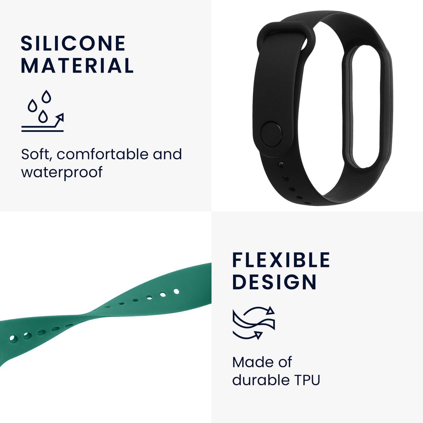 kwmobile Uhrenarmband für Xiaomi Mi Smart Band 6 / Mi Band 6 / Band 5 Armband Fitnesstracker Band Set Ersatzarmband Smartwatch