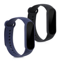 kwmobile 2x Uhrenarmband für Xiaomi Mi Smart Band 6 / Mi Band 6 / Band 5 Armband - Fitnesstracker Band Set aus TPU Silikon - Ersatzarmband Smartwatch - Schwarz Dunkelblau Schwarz  [dsg02]