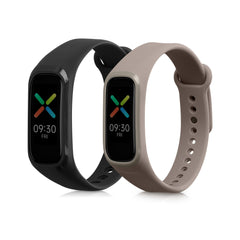 kwmobile 2x Uhrenarmband für Oppo Band Sport Armband - Fitnesstracker Band Set aus TPU Silikon - Ersatzarmband Smartwatch - Schwarz Braun Schwarz  [dsg08]
