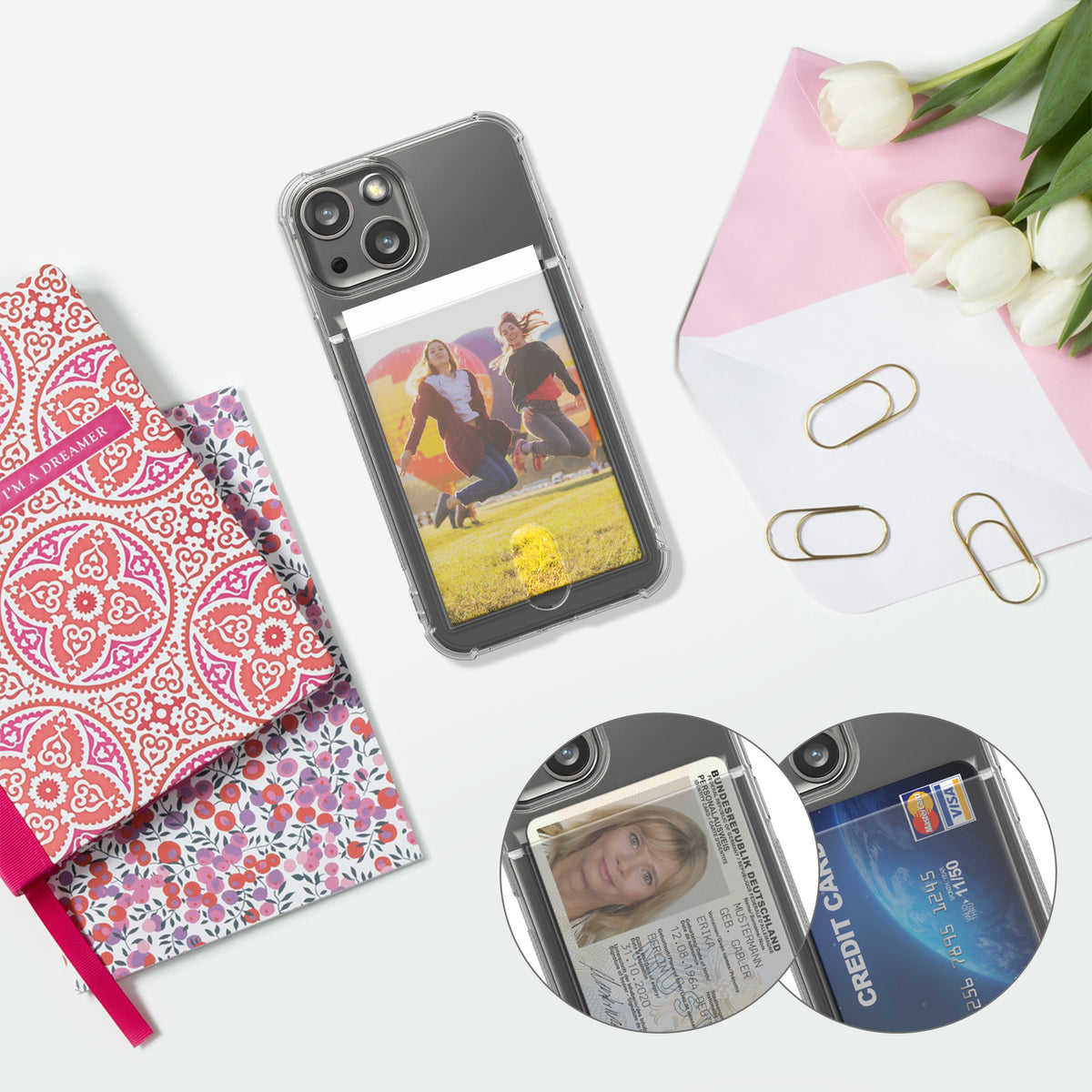 kwmobile Hülle kompatibel mit Apple iPhone 13 mini - Backcover mit Fotofach - Silikon Schutzhülle
