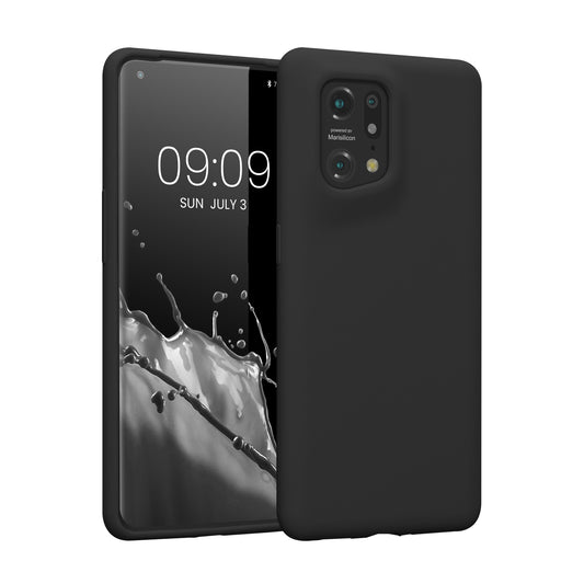 kwmobile Handyhülle für Oppo Find X5 (5G) Hülle - Case Silikon - Kabelloses Laden - Schutzhülle Cover in Schwarz Schwarz  