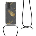 kwmobile Necklace Case kompatibel mit Samsung Galaxy A52 / A52 5G / A52s 5G Hülle - Silikon Cover mit Handykette - Grau Transparent Dschungel