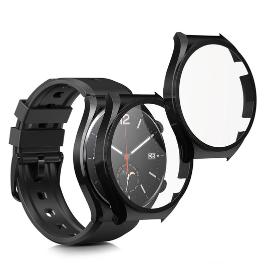 kwmobile 2x Glas Hülle für Xiaomi Watch S1 Schutzhülle - Fullbody Fitnesstracker Case Set aus Glas