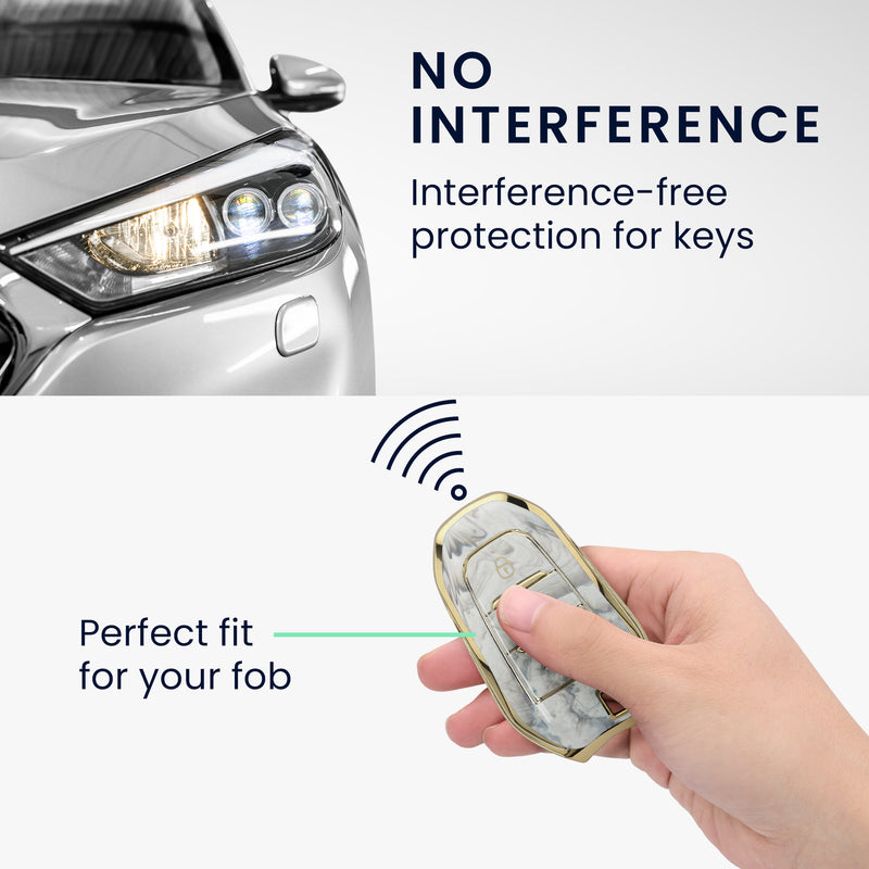 Peugeot Citroen 3-Tasten Smartkey (nur Keyless Go) Autoschlüssel TPU Schlüsselhülle Marmor Weiß