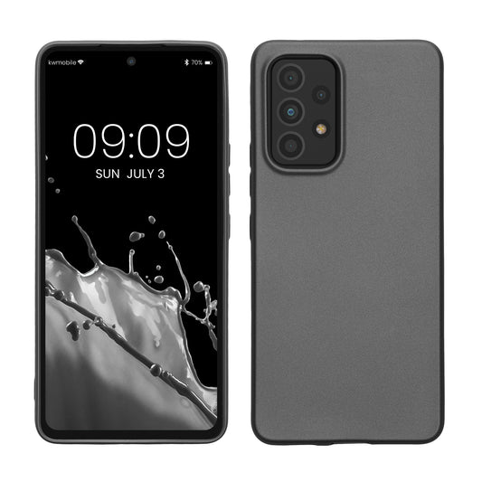 kwmobile Handyhülle für Samsung Galaxy A53 5G Hülle - Silikon Case metallisch schimmernd - Schutzhülle Cover - Metallic Grau Metallic Grau  