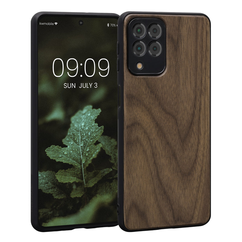 Holzhülle mit TPU Bumper für Samsung Galaxy M53 5G Walnussholz