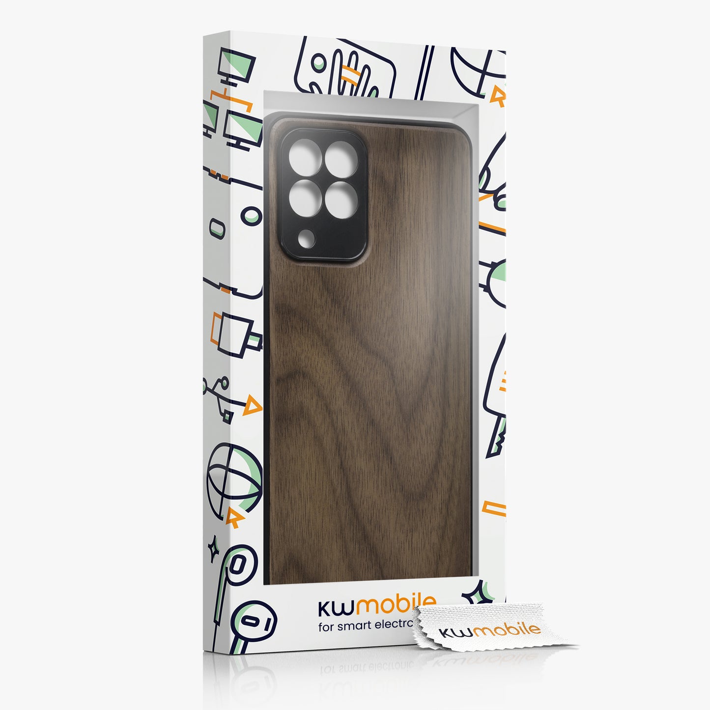 Holzhülle mit TPU Bumper für Samsung Galaxy M53 5G Walnussholz