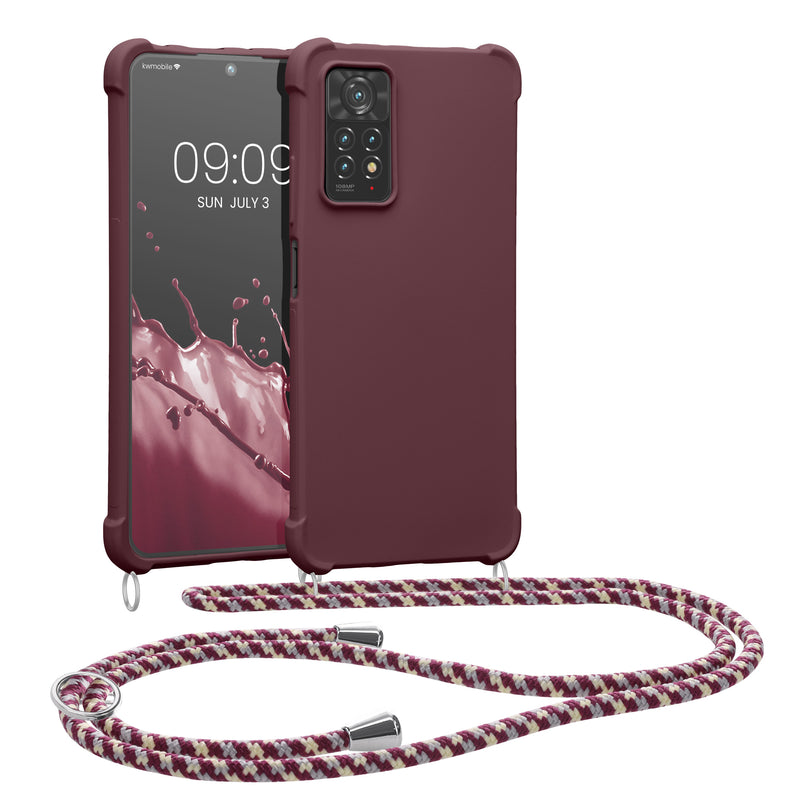 kwmobile Necklace Case kompatibel mit Xiaomi Redmi Note 11 Pro / Note 11 Pro (5G) / Note 12 Pro (4G) Hülle - Cover mit Kordel zum Umhängen - Silikon Schutzhülle Bordeaux Violett Bordeaux Violett  