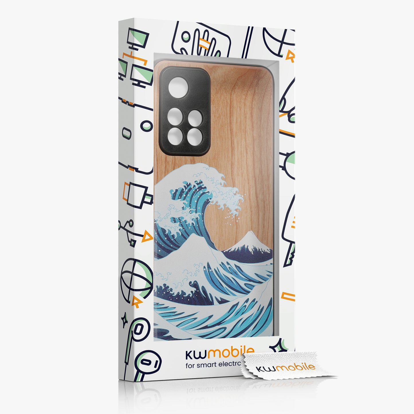 Holz Hardcase mit TPU Bumper für Xiaomi Redmi Note 11 Pro+ 5G / Note 11 Pro Plus 5G Holz Japanische Welle