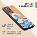 Holz Hardcase mit TPU Bumper für Xiaomi Redmi Note 11 Pro+ 5G / Note 11 Pro Plus 5G Holz Japanische Welle