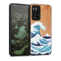 Holz Hardcase mit TPU Bumper für Xiaomi Redmi Note 11 Pro+ 5G / Note 11 Pro Plus 5G Holz Japanische Welle