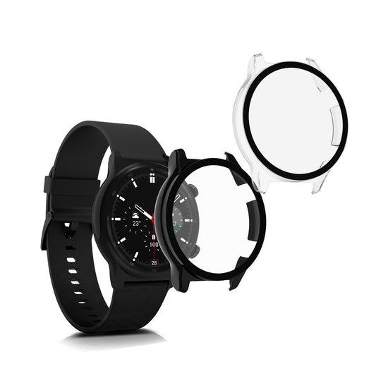 kwmobile 2x Glas Hülle für HONOR Watch GS 3 Schutzhülle - Fullbody Fitnesstracker Case Set aus Glas - Schwarz Transparent Schwarz  [dsg01]