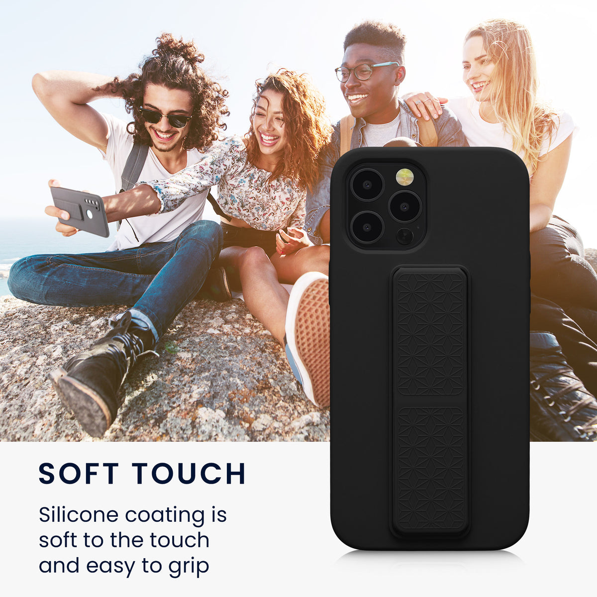 iPhone 12 Pro Max Handyhülle mit Fingerhalter und Ständer