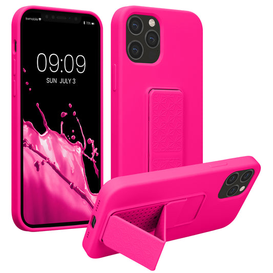 kwmobile Handyhülle für Apple iPhone 12 Pro Max Hülle - Silikon Case mit Fingerhalter und Stand - Schutzhülle Cover