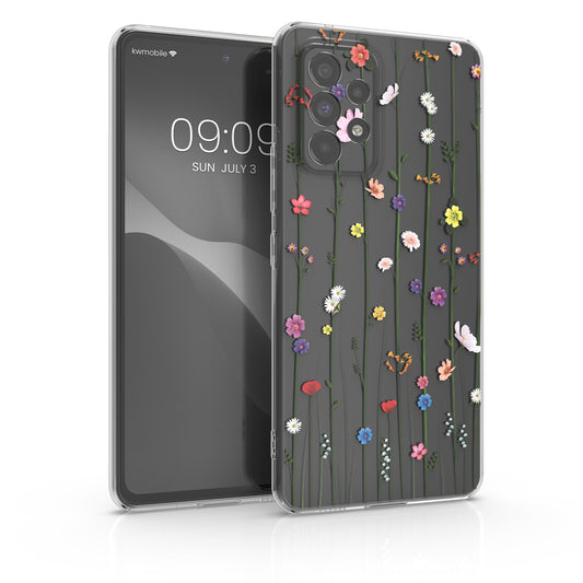 kwmobile Case kompatibel mit Samsung Galaxy A53 5G - Hülle Silikon transparent Wildblumen Ranke Mehrfarbig Transparent Mehrfarbig  [dsg03]