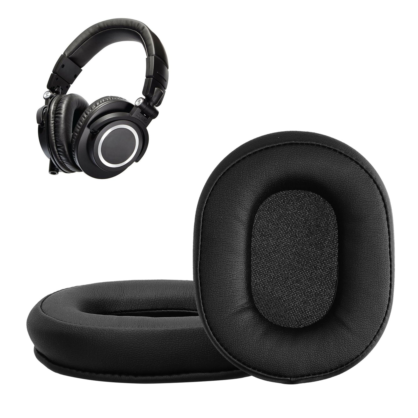 kwmobile 2x Ohr Polster für Audio Technica ATH - MSR7 M30 M40X M50X Ohrpolster - Ersatz Ohrpolster - Kopfhörer Ersatzteile - Kopfhörer Ersatzpolster für Over Ear Headphones Schwarz  
